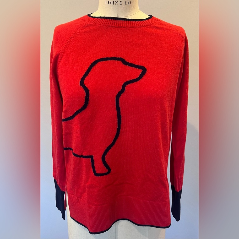 Boden size S  red dachshund sweater. NWT. Super cute!